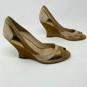 Enzo Angiolini Peep Toe Heels Gold 9M